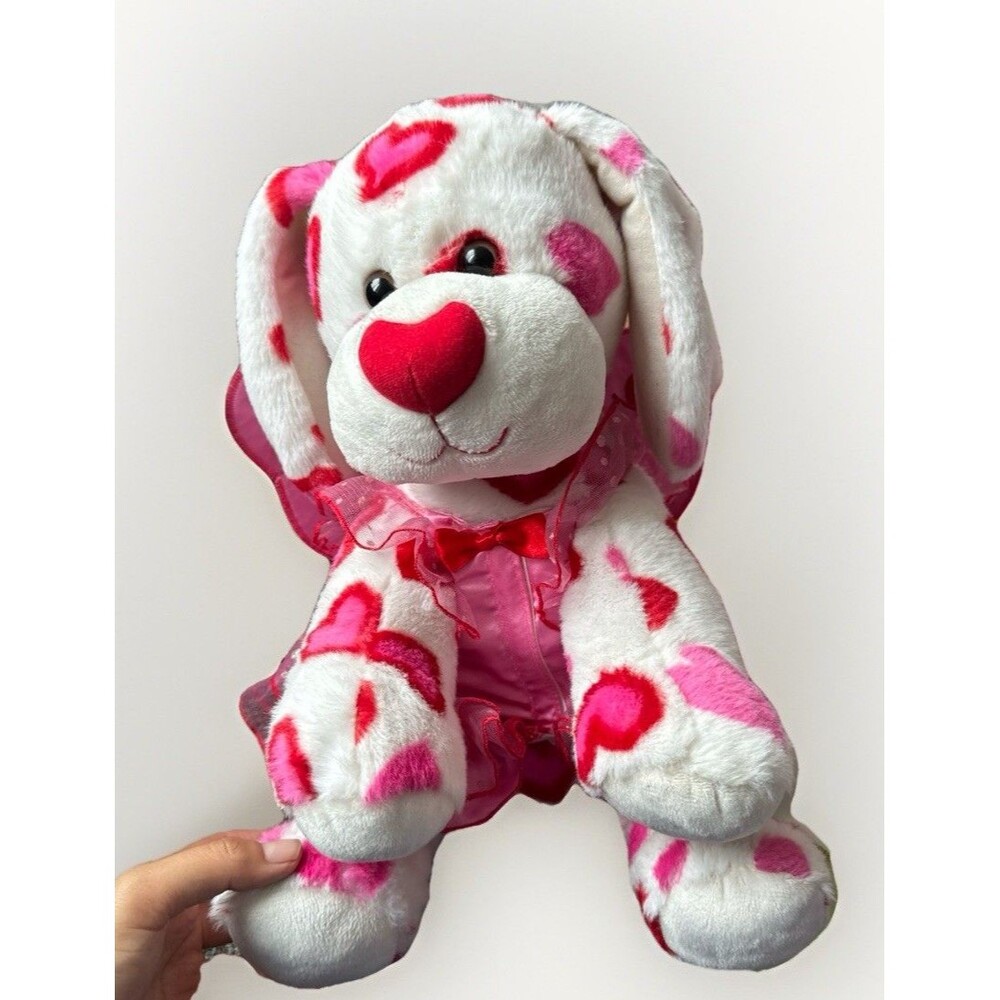 Build-A-Bear Valentine Dog Plush 2012 Heart Print Puppy Pink Dress